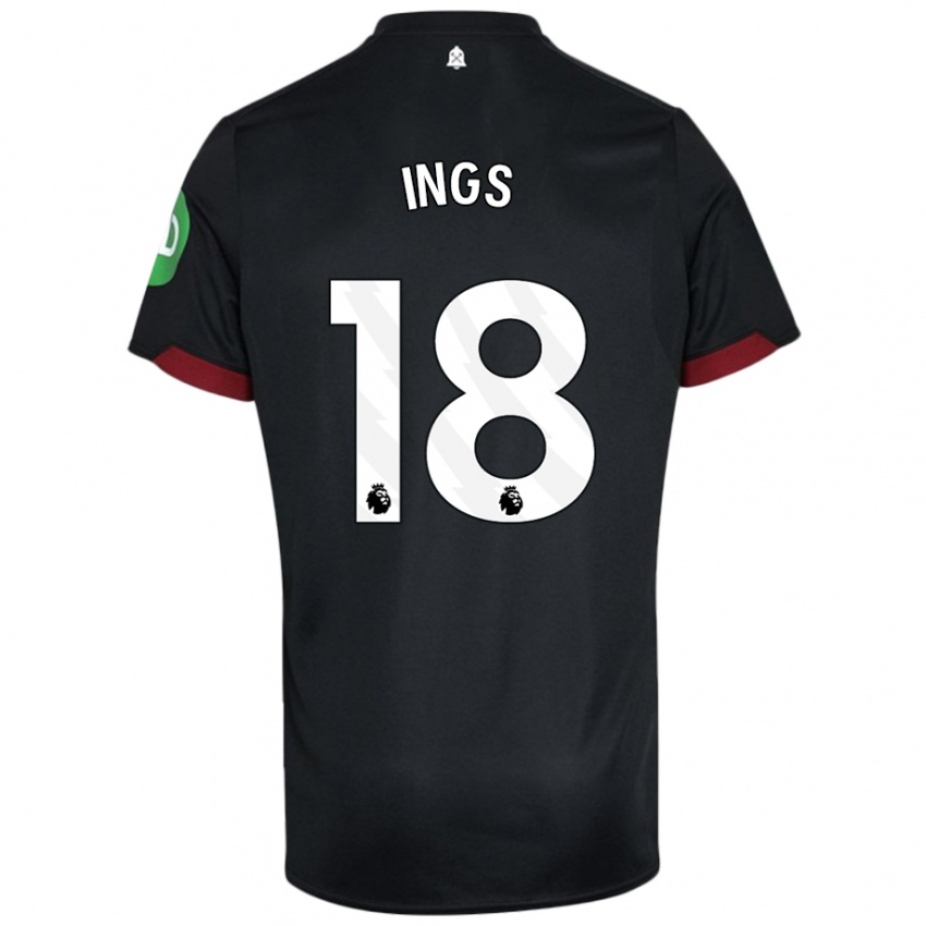 Bambino Maglia Danny Ings #18 Nero Bianco Kit Gara Away 2024/25 Maglietta