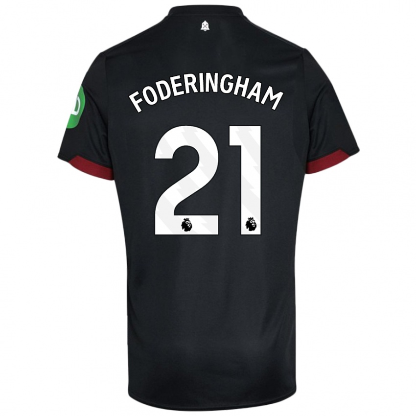 Bambino Maglia Wes Foderingham #21 Nero Bianco Kit Gara Away 2024/25 Maglietta