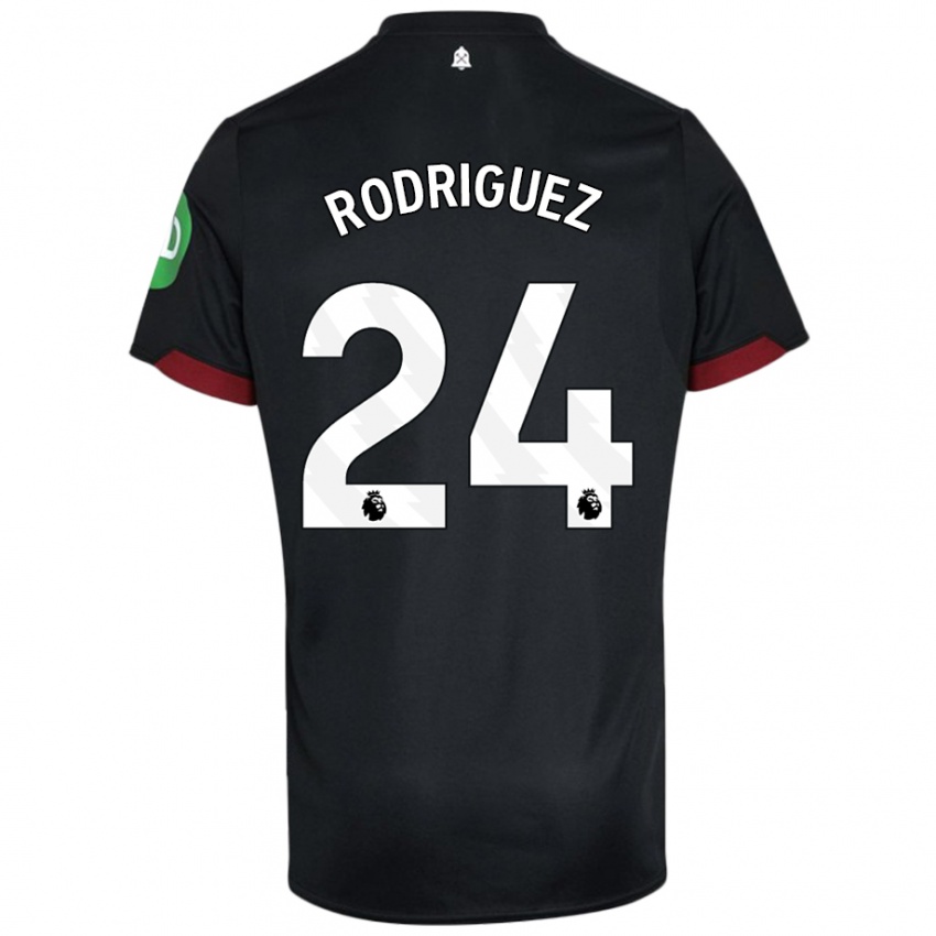 Bambino Maglia Guido Rodríguez #24 Nero Bianco Kit Gara Away 2024/25 Maglietta