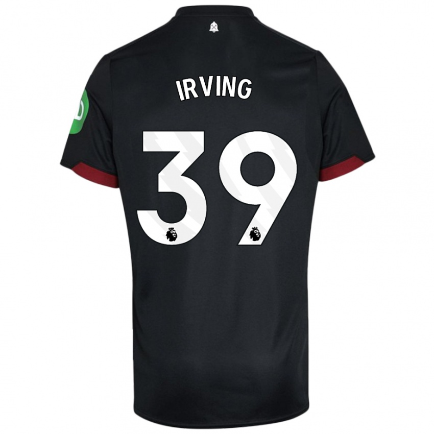 Bambino Maglia Andy Irving #39 Nero Bianco Kit Gara Away 2024/25 Maglietta