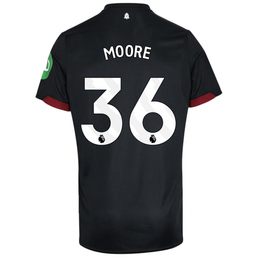 Bambino Maglia Sean Moore #36 Nero Bianco Kit Gara Away 2024/25 Maglietta