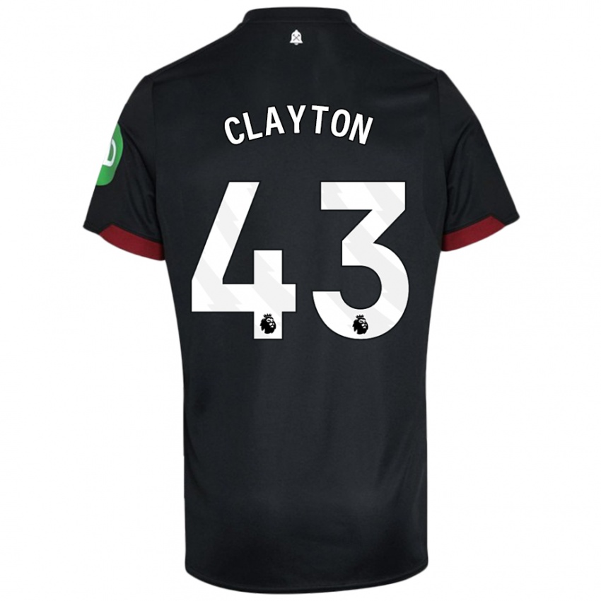 Bambino Maglia Regan Clayton #43 Nero Bianco Kit Gara Away 2024/25 Maglietta