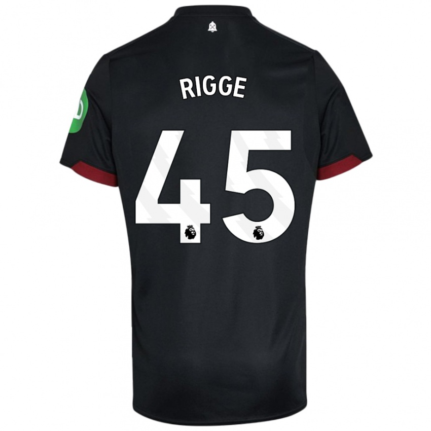 Bambino Maglia Daniel Rigge #45 Nero Bianco Kit Gara Away 2024/25 Maglietta