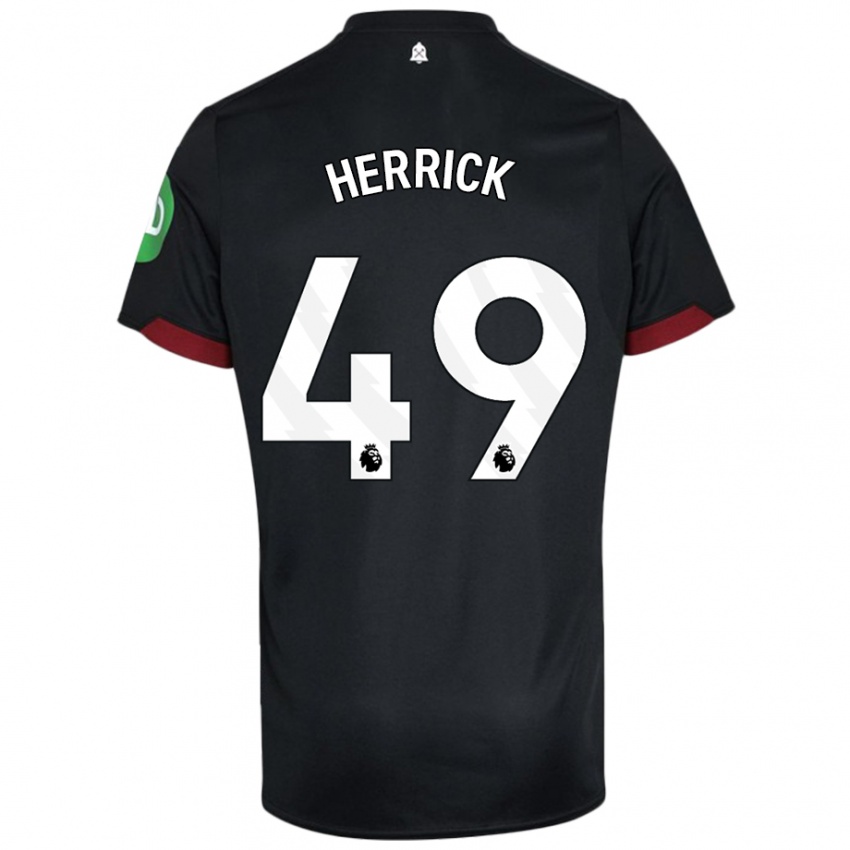 Bambino Maglia Finlay Herrick #49 Nero Bianco Kit Gara Away 2024/25 Maglietta