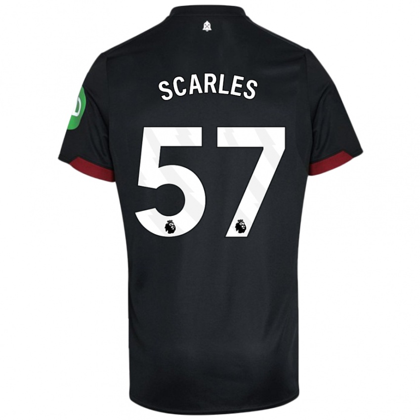 Bambino Maglia Oliver Scarles #57 Nero Bianco Kit Gara Away 2024/25 Maglietta