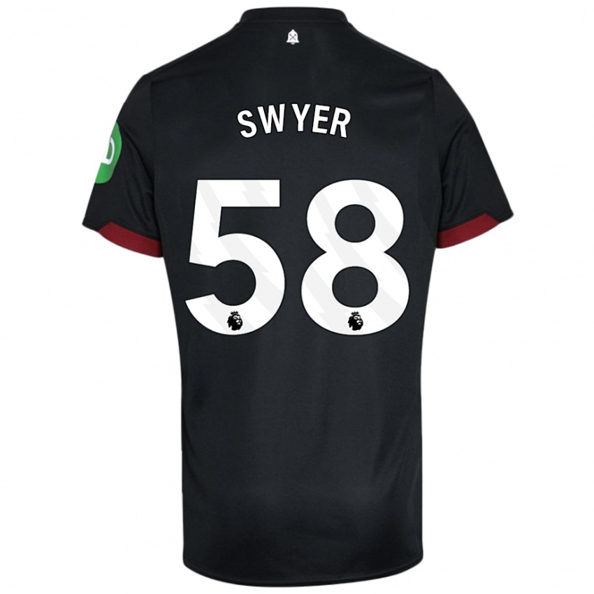 Bambino Maglia Kamarai Swyer #58 Nero Bianco Kit Gara Away 2024/25 Maglietta