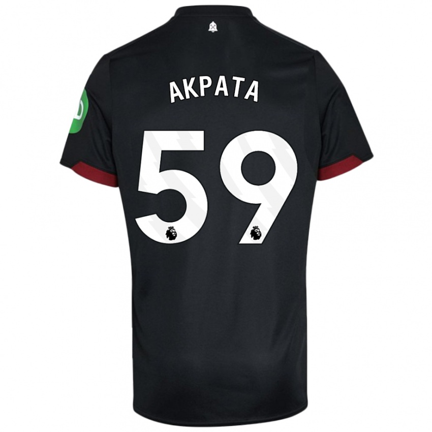 Bambino Maglia Tyron Akpata #59 Nero Bianco Kit Gara Away 2024/25 Maglietta