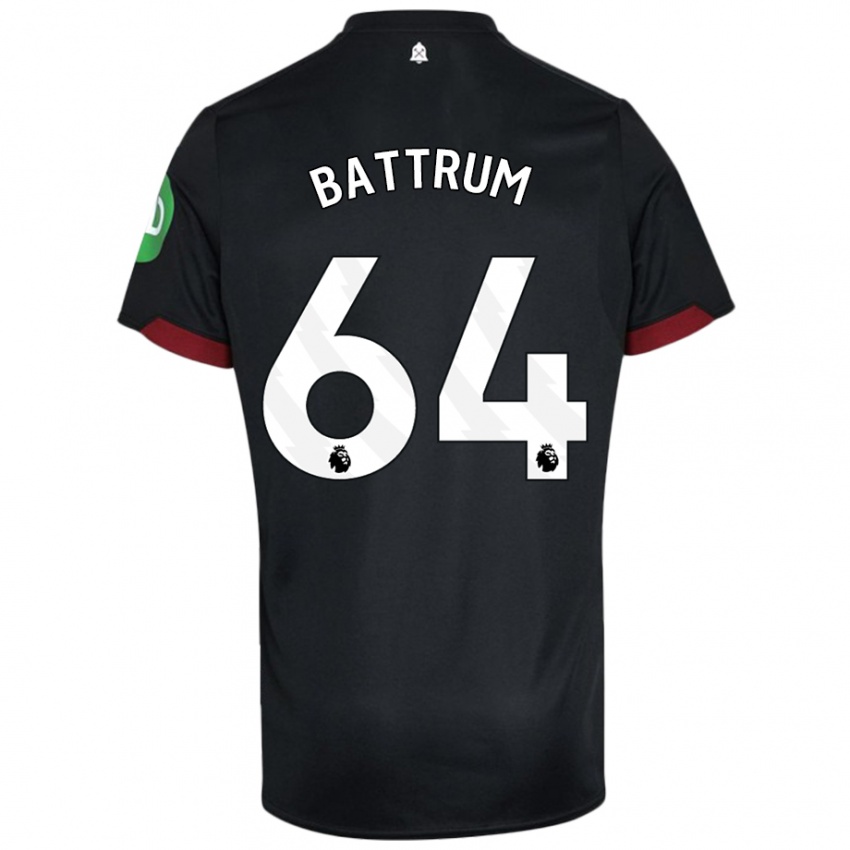 Bambino Maglia Ryan Battrum #64 Nero Bianco Kit Gara Away 2024/25 Maglietta