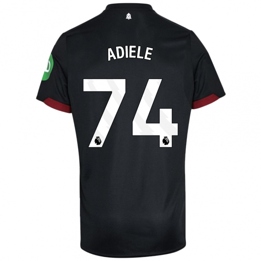 Bambino Maglia Emeka Adiele #74 Nero Bianco Kit Gara Away 2024/25 Maglietta