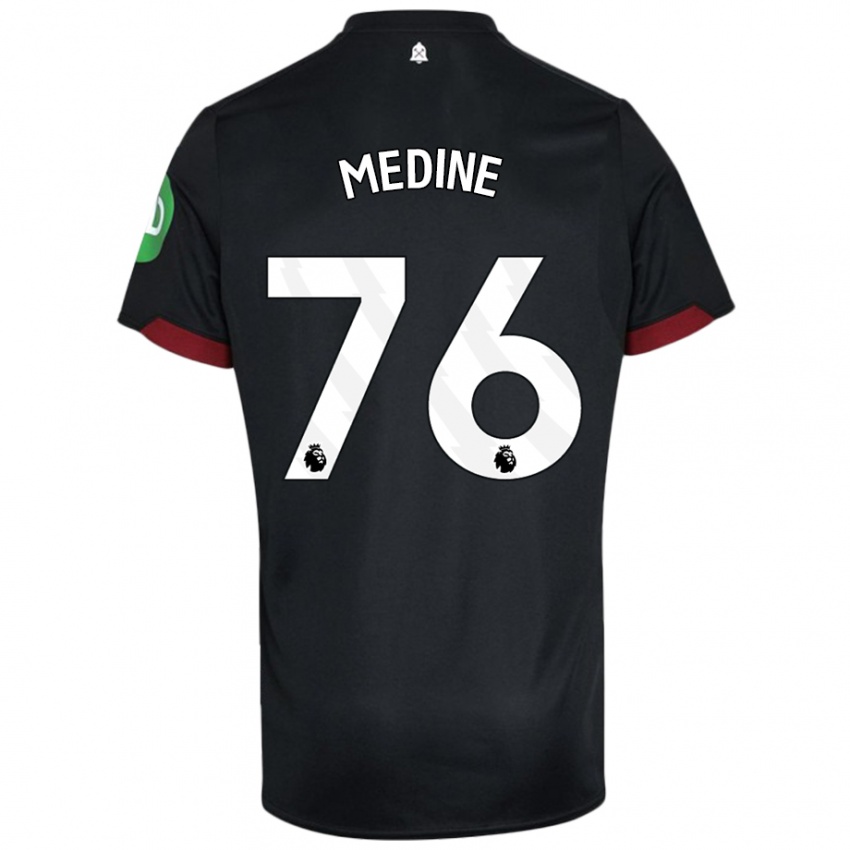 Bambino Maglia Jethro Medine #76 Nero Bianco Kit Gara Away 2024/25 Maglietta