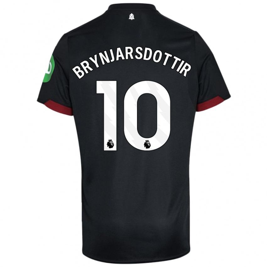 Bambino Maglia Dagný Brynjarsdóttir #10 Nero Bianco Kit Gara Away 2024/25 Maglietta