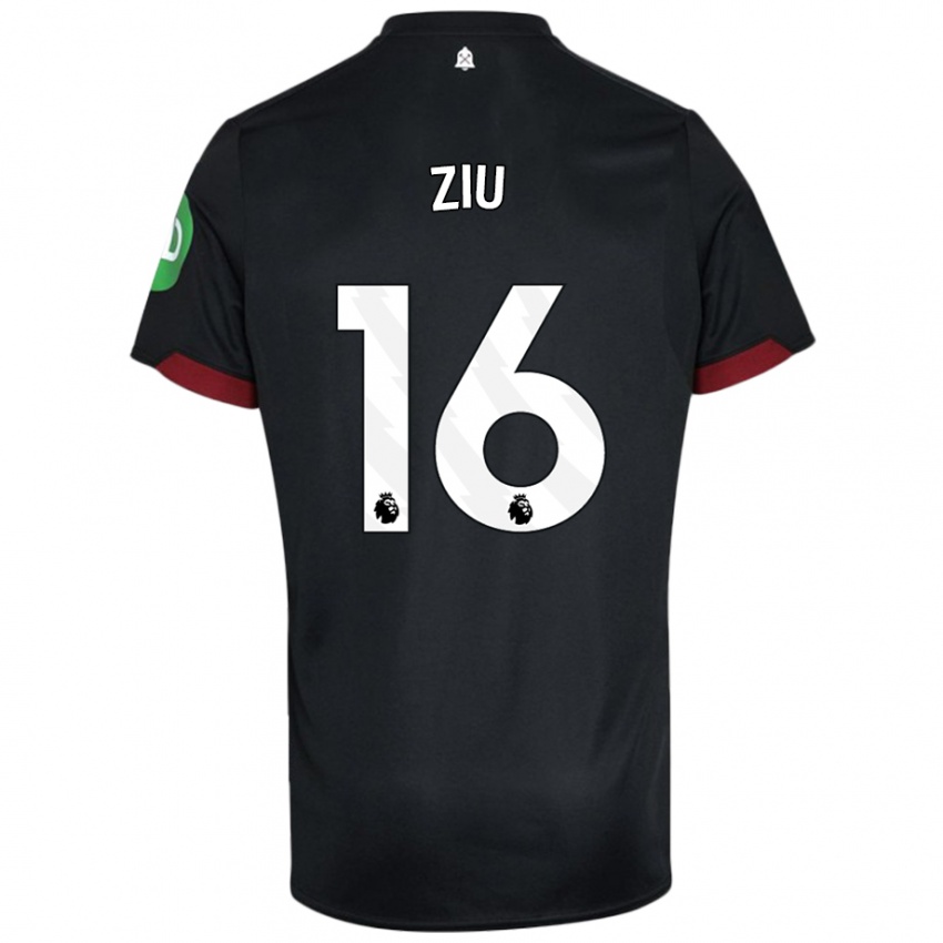 Bambino Maglia Jessica Ziu #16 Nero Bianco Kit Gara Away 2024/25 Maglietta