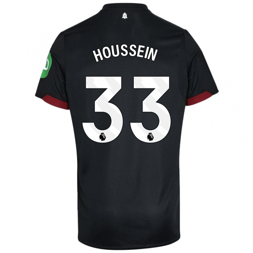 Bambino Maglia Halle Houssein #33 Nero Bianco Kit Gara Away 2024/25 Maglietta