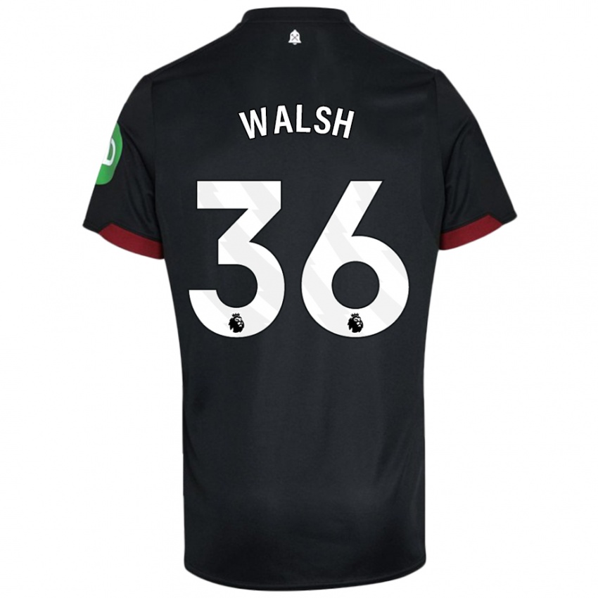 Bambino Maglia Soraya Walsh #36 Nero Bianco Kit Gara Away 2024/25 Maglietta