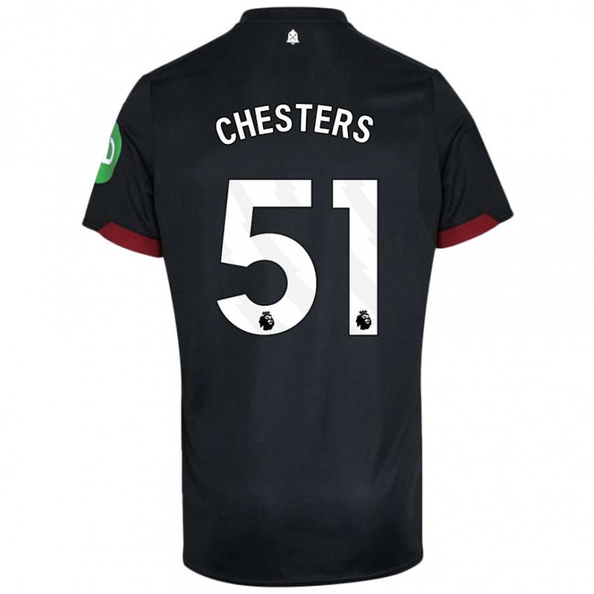 Bambino Maglia Dan Chesters #51 Nero Bianco Kit Gara Away 2024/25 Maglietta