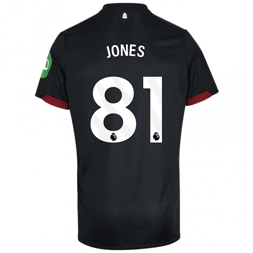 Bambino Maglia Liam Jones #81 Nero Bianco Kit Gara Away 2024/25 Maglietta