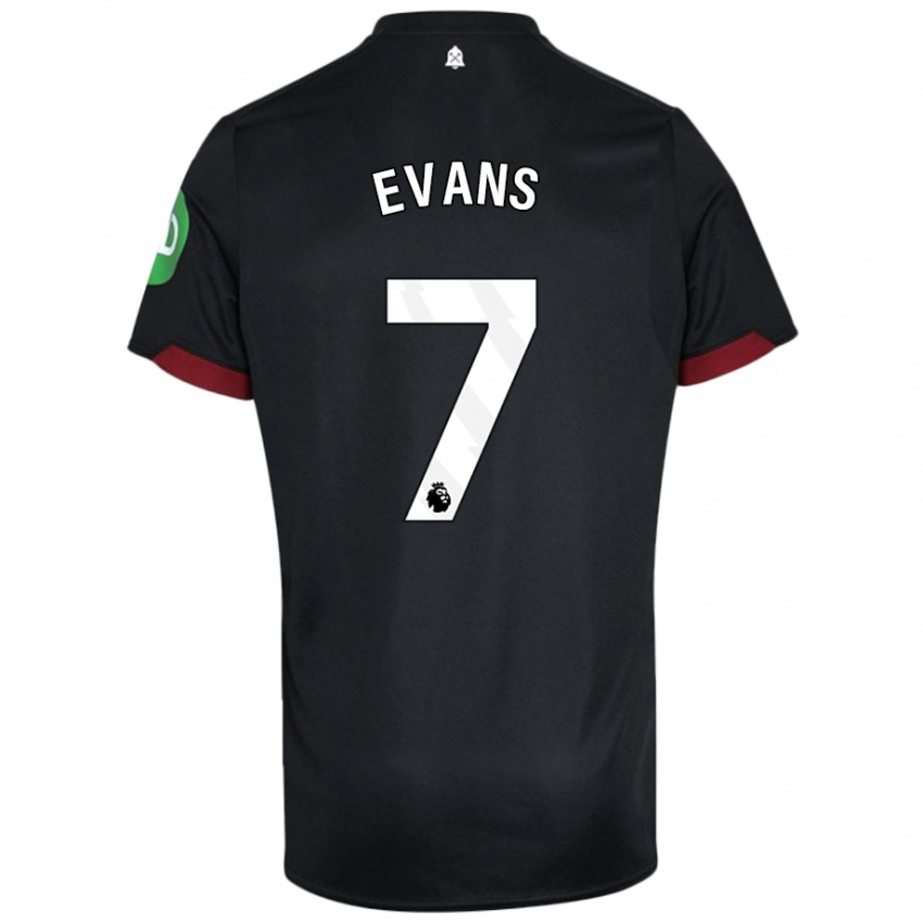 Bambino Maglia Lisa Evans #7 Nero Bianco Kit Gara Away 2024/25 Maglietta