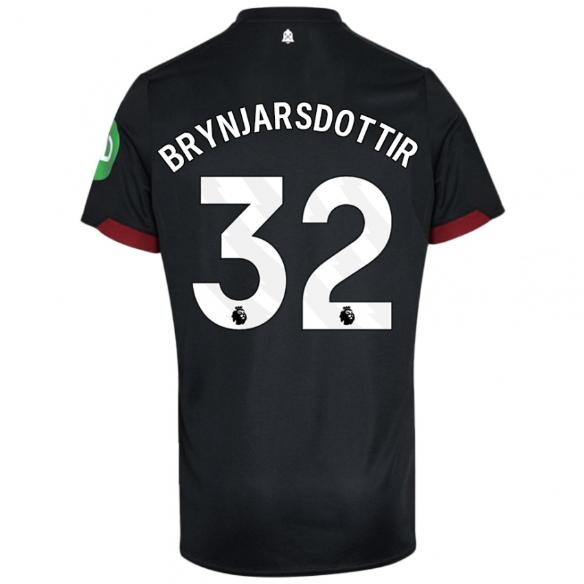 Bambino Maglia Dagný Brynjarsdottir #32 Nero Bianco Kit Gara Away 2024/25 Maglietta