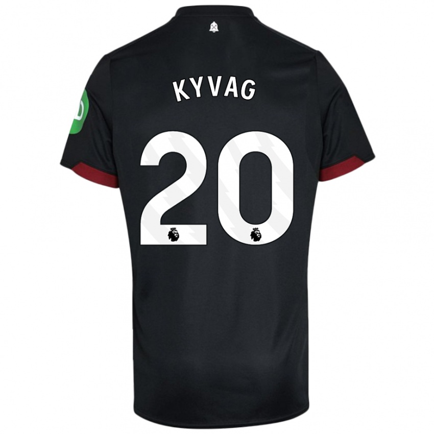 Bambino Maglia Thea Kyvag #20 Nero Bianco Kit Gara Away 2024/25 Maglietta