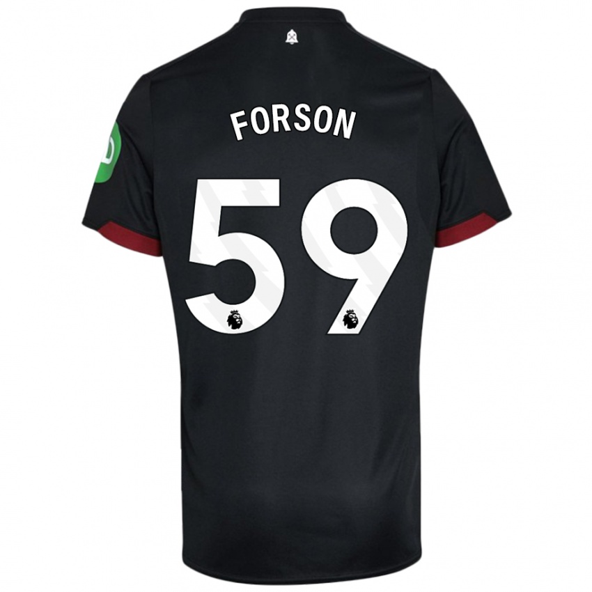 Bambino Maglia Keenan Forson #59 Nero Bianco Kit Gara Away 2024/25 Maglietta