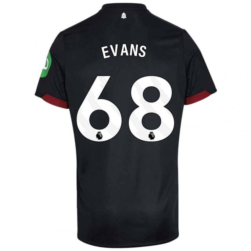 Bambino Maglia Isaac Evans #68 Nero Bianco Kit Gara Away 2024/25 Maglietta