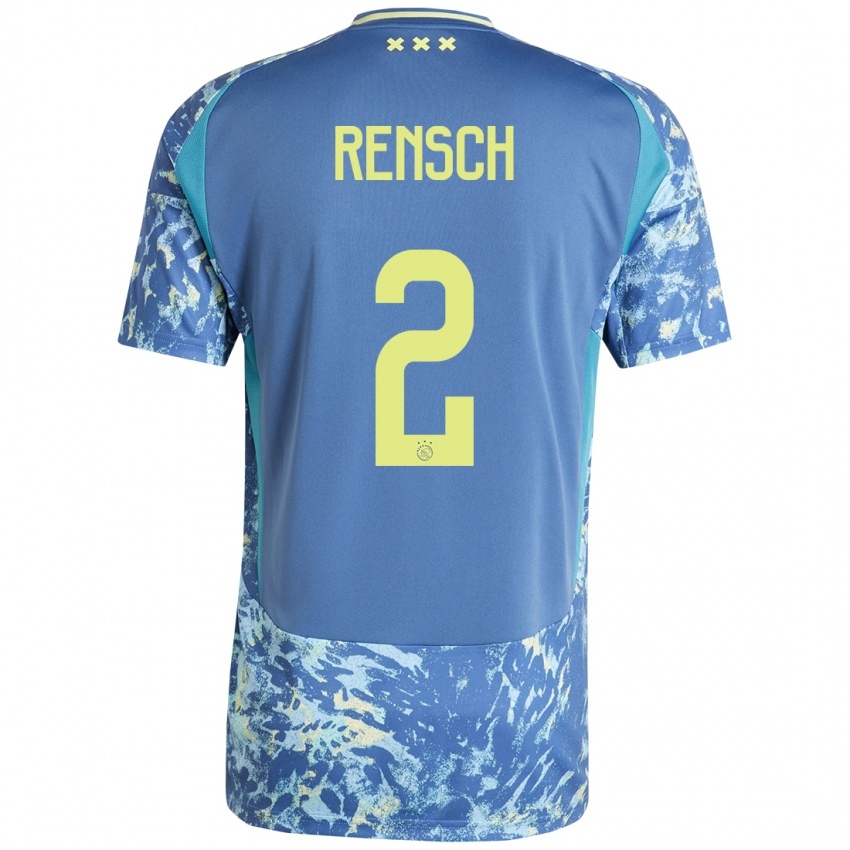 Bambino Maglia Devyne Rensch #2 Grigio Blu Giallo Kit Gara Away 2024/25 Maglietta