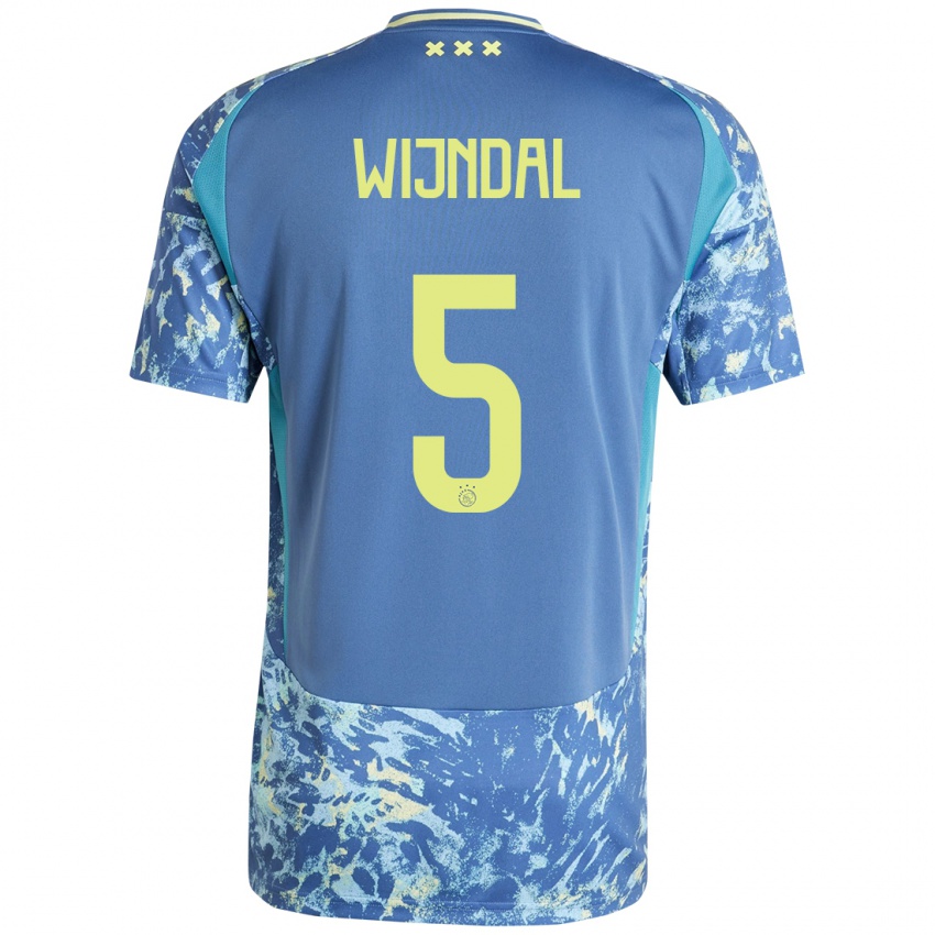 Bambino Maglia Owen Wijndal #5 Grigio Blu Giallo Kit Gara Away 2024/25 Maglietta