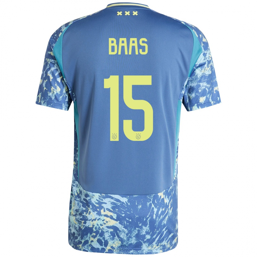 Bambino Maglia Youri Baas #15 Grigio Blu Giallo Kit Gara Away 2024/25 Maglietta