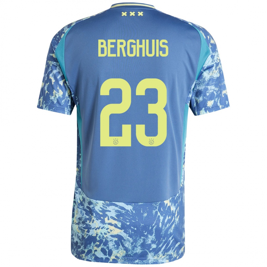 Bambino Maglia Steven Berghuis #23 Grigio Blu Giallo Kit Gara Away 2024/25 Maglietta