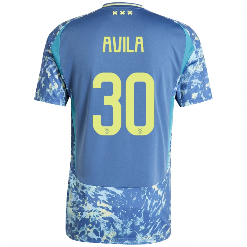 Bambino Maglia Gastón Ávila #30 Grigio Blu Giallo Kit Gara Away 2024/25 Maglietta