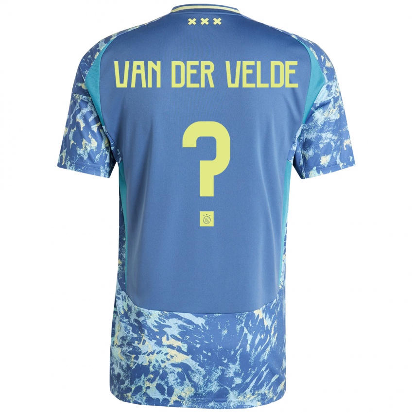 Bambino Maglia Valentijn Van Der Velde #0 Grigio Blu Giallo Kit Gara Away 2024/25 Maglietta