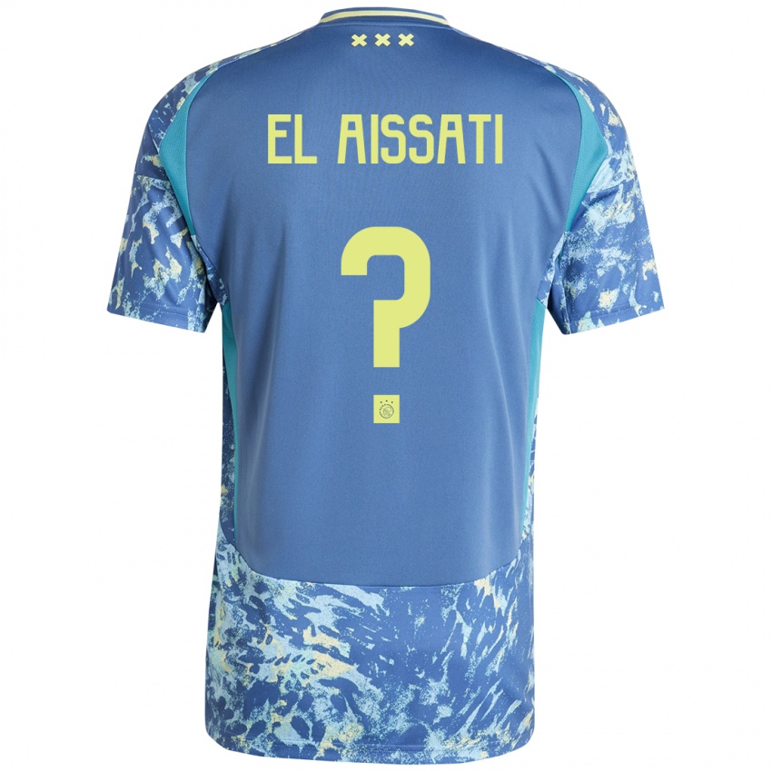 Bambino Maglia Yasser El Aissati #0 Grigio Blu Giallo Kit Gara Away 2024/25 Maglietta