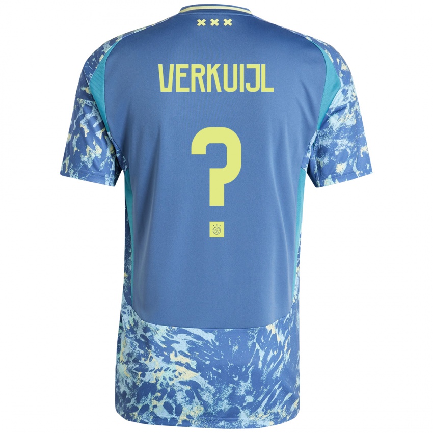 Bambino Maglia Mark Verkuijl #0 Grigio Blu Giallo Kit Gara Away 2024/25 Maglietta