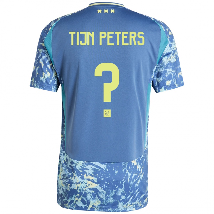 Bambino Maglia Tijn Peters #0 Grigio Blu Giallo Kit Gara Away 2024/25 Maglietta