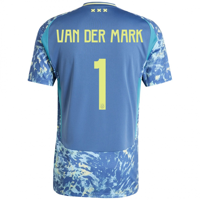 Bambino Maglia Jesper Van Der Mark #1 Grigio Blu Giallo Kit Gara Away 2024/25 Maglietta