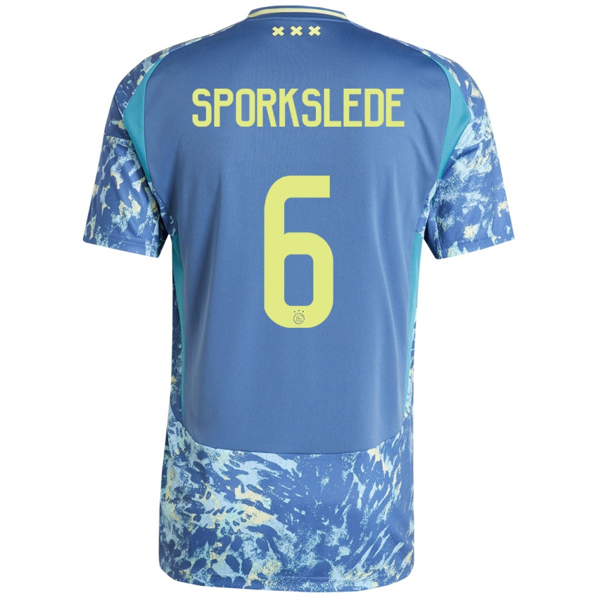 Bambino Maglia Fabian Sporkslede #6 Grigio Blu Giallo Kit Gara Away 2024/25 Maglietta