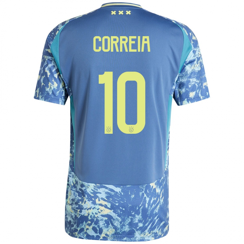 Bambino Maglia Tim Correia #10 Grigio Blu Giallo Kit Gara Away 2024/25 Maglietta