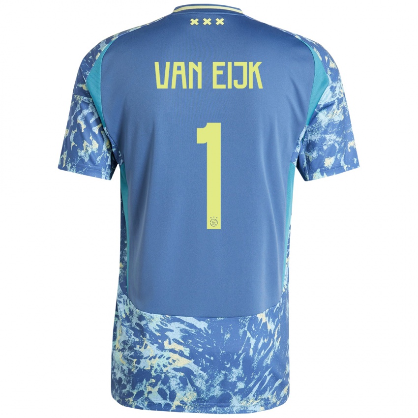 Bambino Maglia Regina Van Eijk #1 Grigio Blu Giallo Kit Gara Away 2024/25 Maglietta