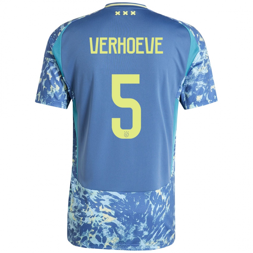 Bambino Maglia Soraya Verhoeve #5 Grigio Blu Giallo Kit Gara Away 2024/25 Maglietta