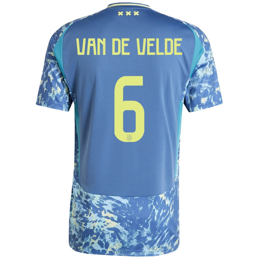 Bambino Maglia Jonna Van De Velde #6 Grigio Blu Giallo Kit Gara Away 2024/25 Maglietta