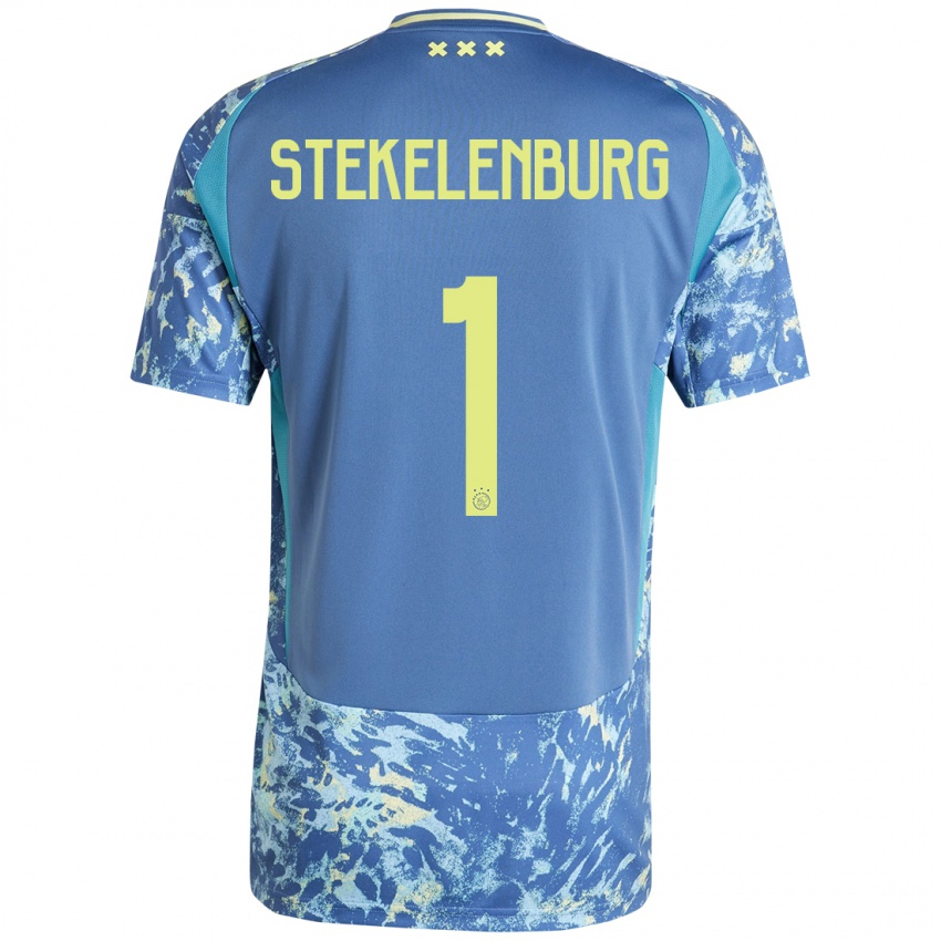 Bambino Maglia Maarten Stekelenburg #1 Grigio Blu Giallo Kit Gara Away 2024/25 Maglietta