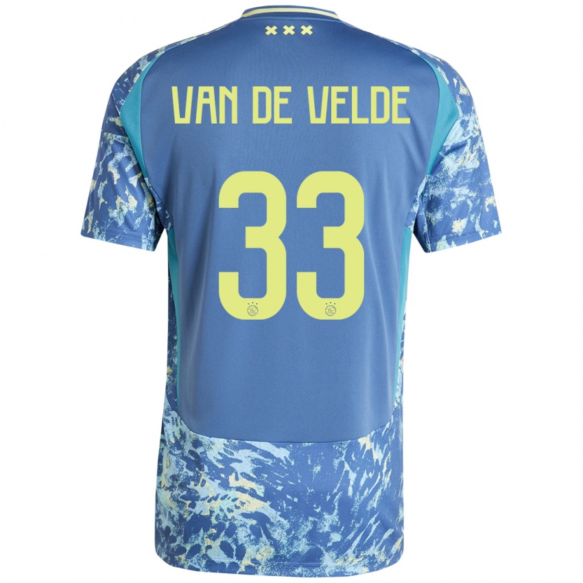 Bambino Maglia Jonna Van De Velde #33 Grigio Blu Giallo Kit Gara Away 2024/25 Maglietta