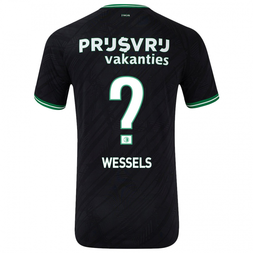 Bambino Maglia Tijme Wessels #0 Nero Verde Kit Gara Away 2024/25 Maglietta