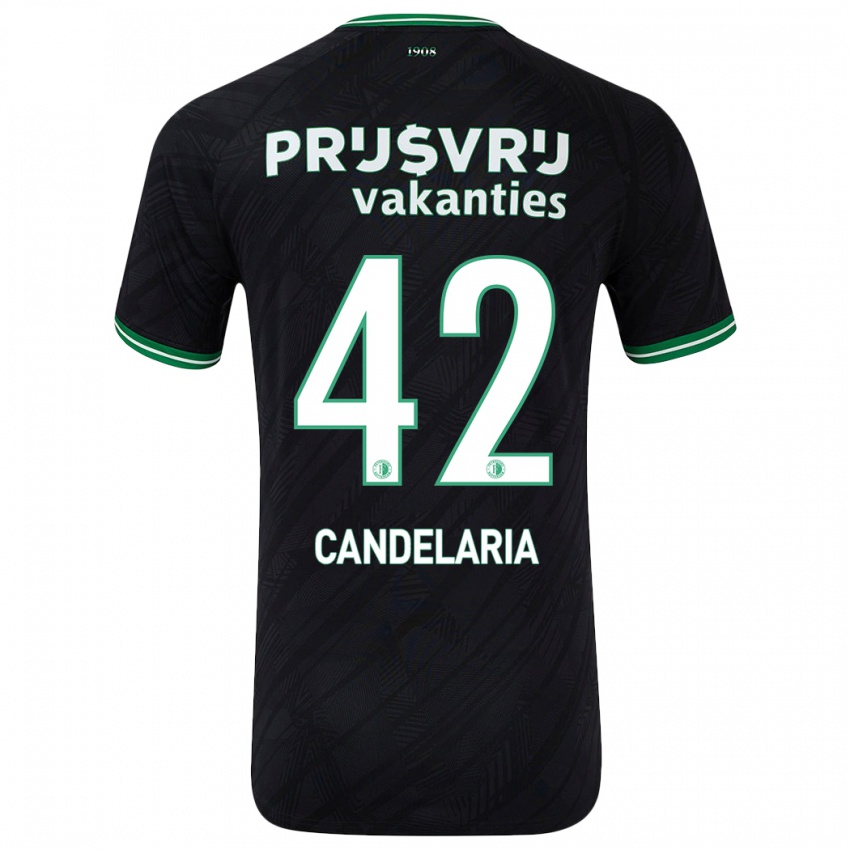 Bambino Maglia Jayden Candelaria #42 Nero Verde Kit Gara Away 2024/25 Maglietta