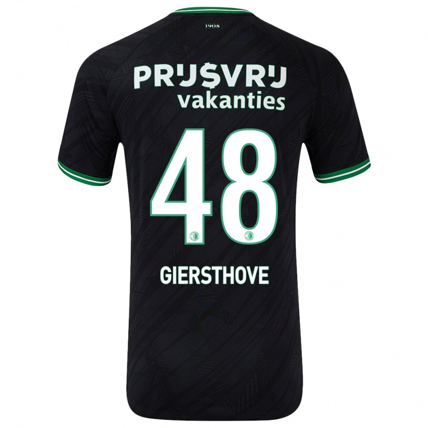 Bambino Maglia Djomar Giersthove #48 Nero Verde Kit Gara Away 2024/25 Maglietta