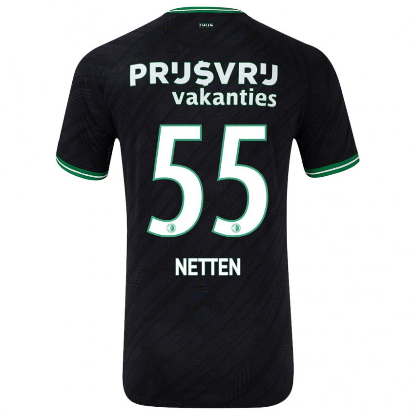 Bambino Maglia Luc Netten #55 Nero Verde Kit Gara Away 2024/25 Maglietta