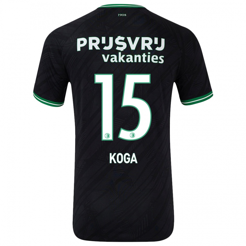 Bambino Maglia Tōko Koga #15 Nero Verde Kit Gara Away 2024/25 Maglietta