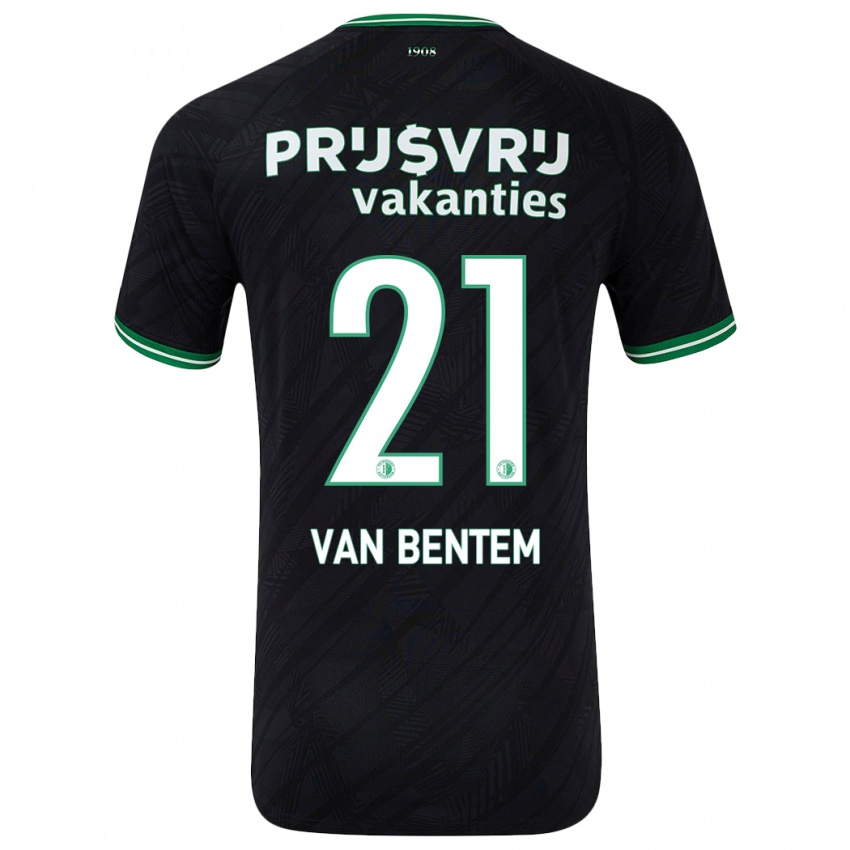 Bambino Maglia Tess Van Bentem #21 Nero Verde Kit Gara Away 2024/25 Maglietta