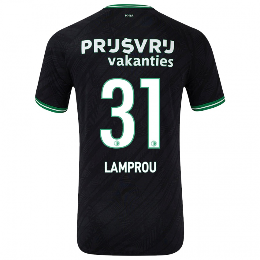 Bambino Maglia Kostas Lamprou #31 Nero Verde Kit Gara Away 2024/25 Maglietta