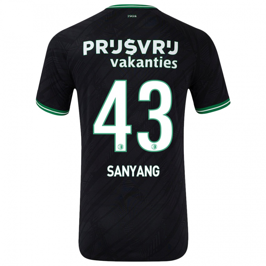 Bambino Maglia Amadou-David Sanyang #43 Nero Verde Kit Gara Away 2024/25 Maglietta